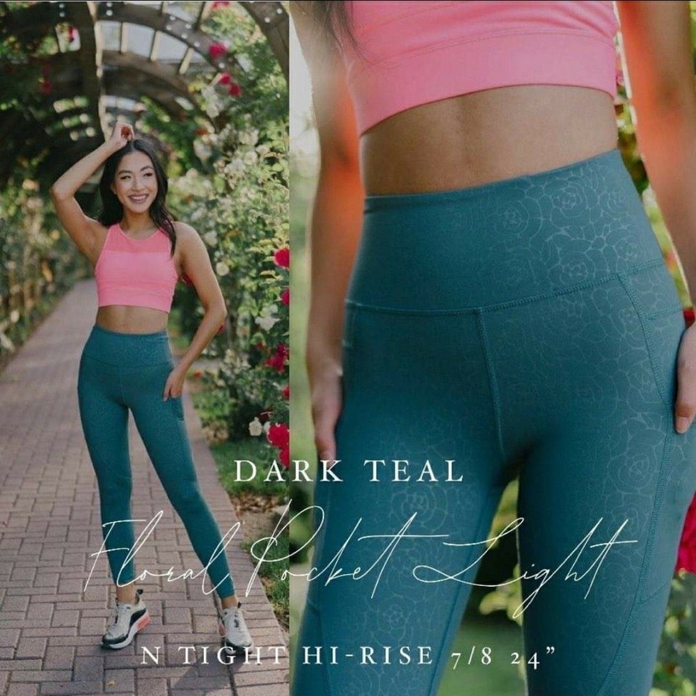 Zyia Floral Pocket Teal Legging